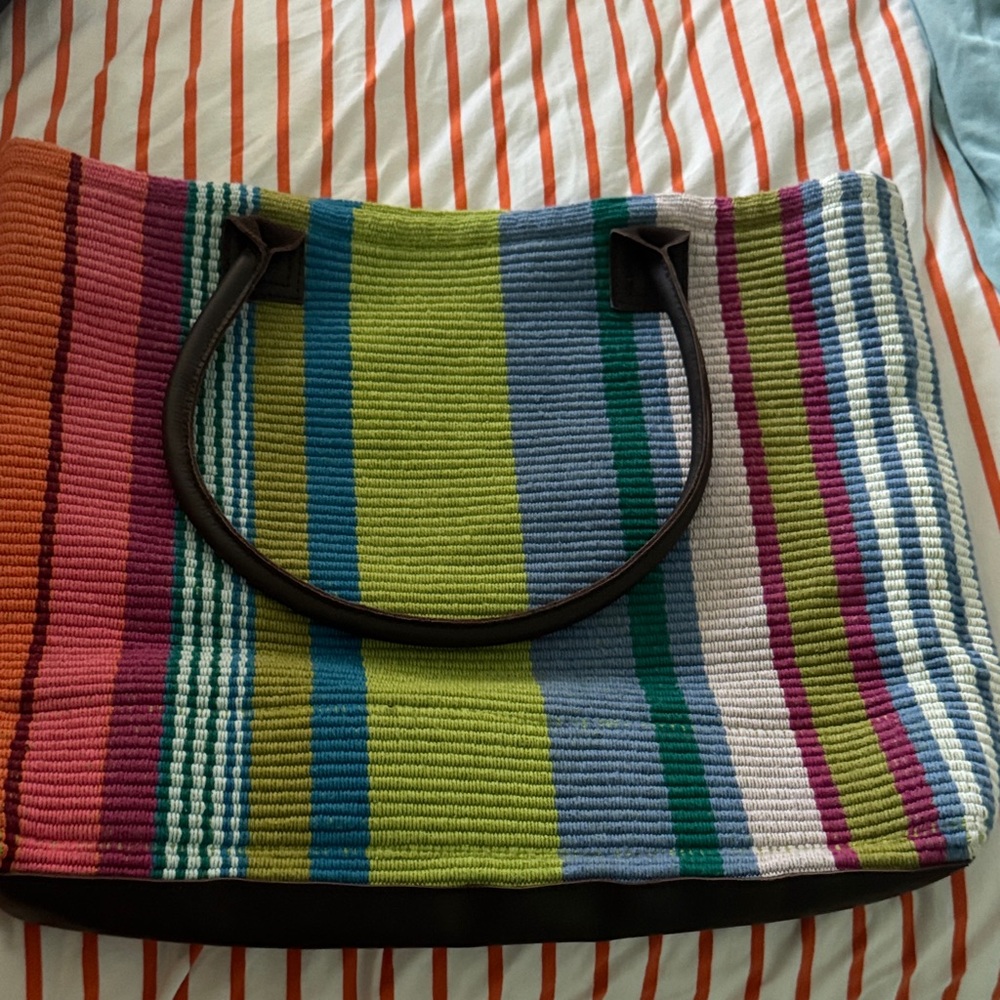 Vibrant Multicolor Striped Tote Bag